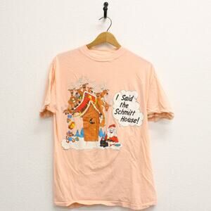 Vintage Santa Reindeer Funny Christmas T Shirt Small